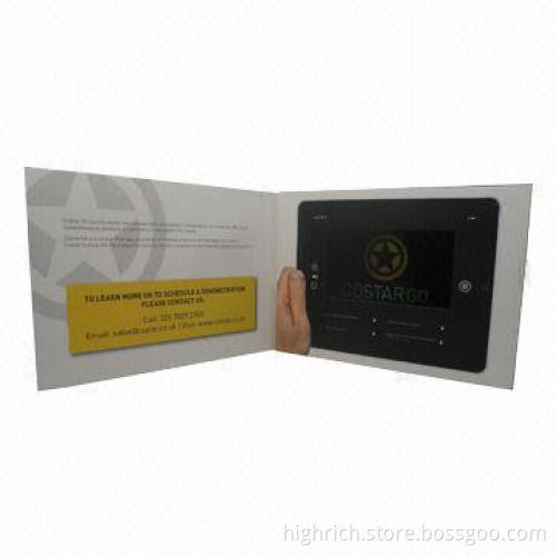 7-inch LCD Digital Video Greeting Card/Brochure Booklet, Video in Print, 800 x 480-pixel Resolution